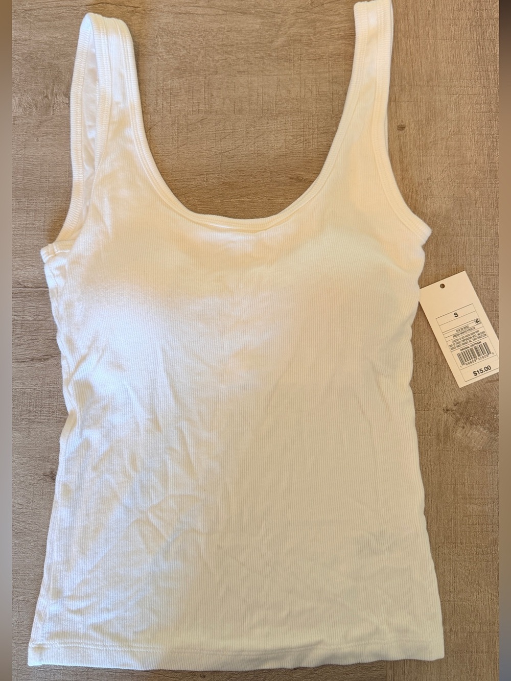 Women's a new day White Ribbed Tank Top - size small- built in bra NWT